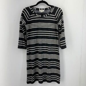 Max Studio Small Black White Striped Dress Nautical Breton Parisian Coastal